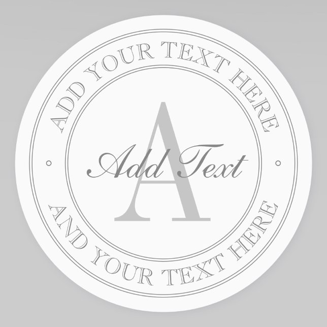 Elegant White & Grey Monogram Waterproof Labels (Creator Uploaded)