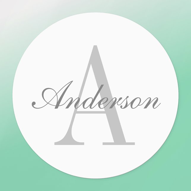 Elegant White & Grey Monogram | Waterproof Labels (Creator Uploaded)