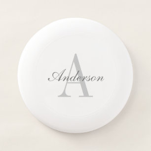 Elegant White & Grey Monogram Wham-O Frisbee