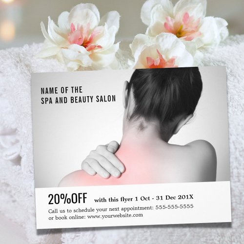 Elegant White Grey Photo Massage Therapist Flyer