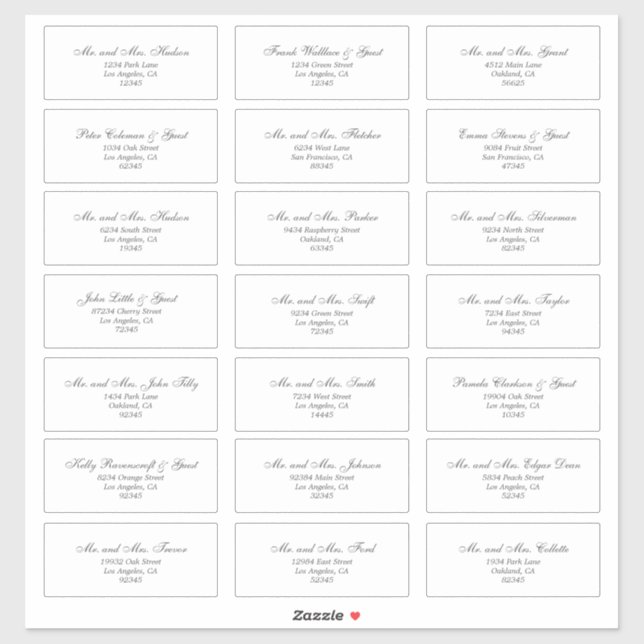 Elegant White Guest Address Labels (Sheet)
