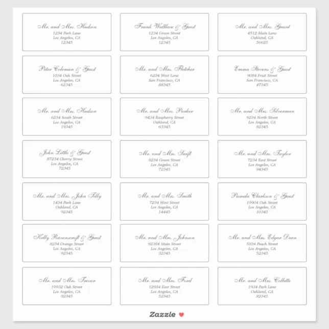 Elegant White Guest Address Labels | Zazzle