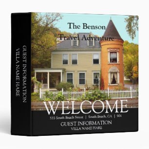 Elegant White Guest Information Vacation Rental 3 Ring Binder