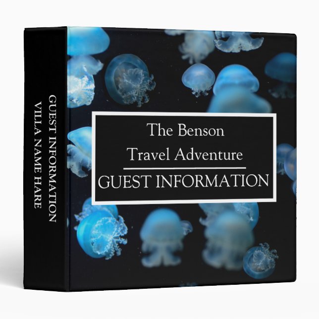  Elegant White Guest Information Vacation Rental  3 Ring Binder (Front/Spine)