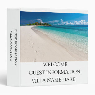 Elegant White Guest Information Vacation Rental 3 Ring Binder