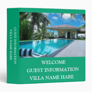  Elegant White Guest Information Vacation Rental  3 Ring Binder