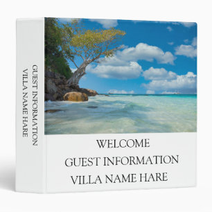  Elegant White Guest Information Vacation Rental  3 Ring Binder