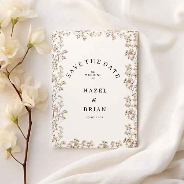 Elegant white gypsophila floral Save the Date Invitation (Elegant white gypsophila floral Save the Date)