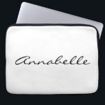 Elegant White Handwritten Script Name Custom Laptop Sleeve<br><div class="desc">This custom laptop case features your name in beautiful handwritten script lettering on a stylish white background. Great gift idea.</div>