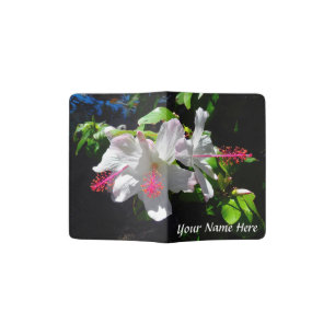 Elegant White Hawaiian Hibiscus Passport Holder