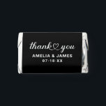 Elegant White Heart Script Black Wedding Thank You Hershey's Miniatures<br><div class="desc">Elegant custom wedding Hershey's Chocolate Miniatures candy favors feature a modern heart calligraphy script "Thank You" design, and a stylish minimal monogram of the bride and groom first couple names and wedding date. The clean and simple design is easy to read on these small candies. Note, the black and white...</div>