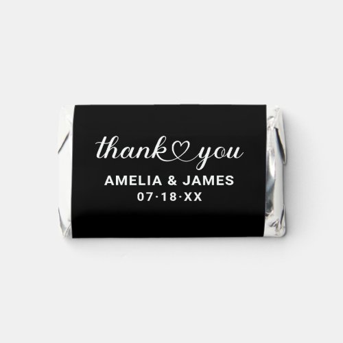 Elegant White Heart Script Black Wedding Thank You Hersheys Miniatures