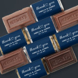 Elegant White Heart Script Navy Wedding Hershey's Miniatures<br><div class="desc">A refined miniature wedding favor featuring "Thank You" in white calligraphy script with a delicate heart flourish and the couple's names and date styled as a personalized monogram element against a deep navy background. The rich, classic tone creates a polished, elevated look. Personalize the names and date for a meaningful...</div>