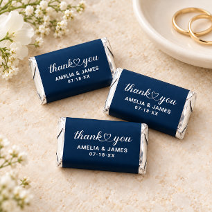 Elegant White Heart Script Navy Wedding Hershey's Miniatures