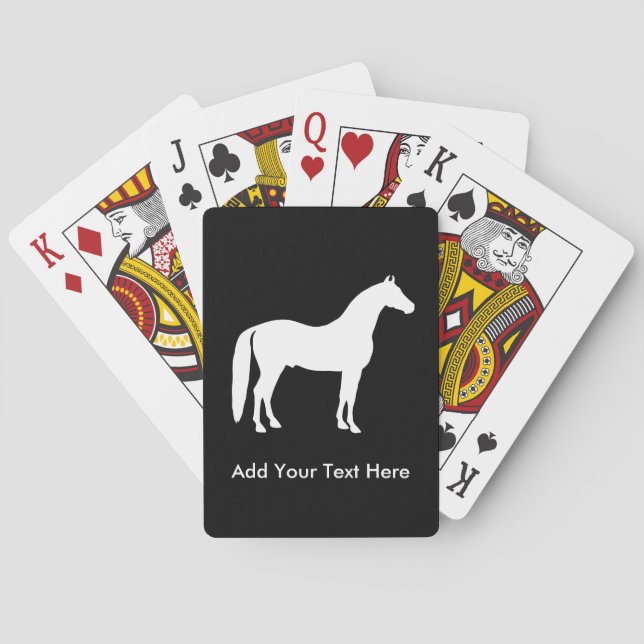 Elegant White Horse Customizable Text Poker Cards (Back)
