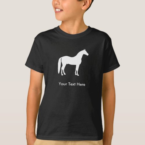 Elegant White Horse Customizable Text T_Shirt