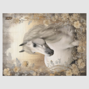 Elegant White Horse Decoupage Tissue Paper