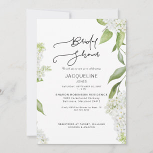Elegant White Hydrangea Bridal Shower Invitation