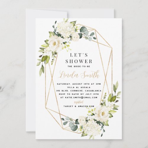 Elegant White Hydrangea Bridal Shower Invitation