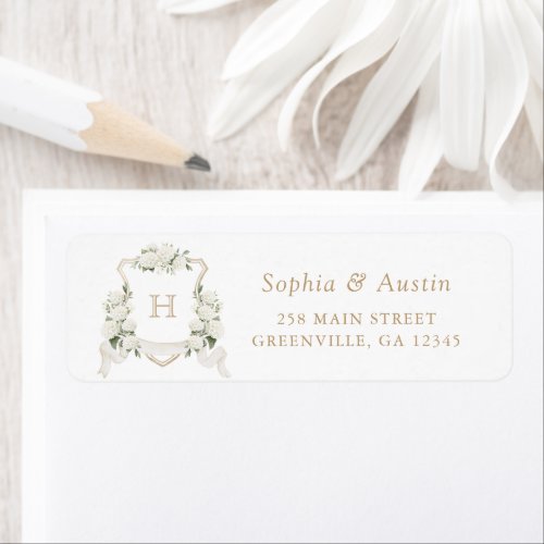 Elegant White Hydrangea Crest Return Address Label