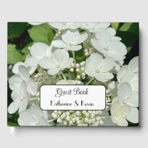 Elegant White Hydrangea Floral Wedding Guest Book