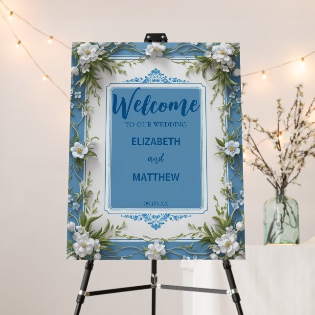 Elegant white Hydrangea flower rustic Wedding Foam Board (In Situ (Stand))
