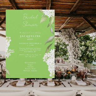 Elegant White Hydrangea Lime Green Bridal Shower Invitation