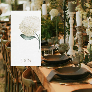  Elegant White Hydrangea Personalized Monogram  Paper Guest Towels