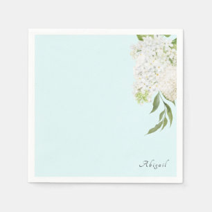 Elegant White Hydrangea Seafoam Bridal Shower Napkins