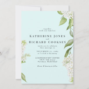 Elegant White Hydrangea Seafoam III Wedding Invitation