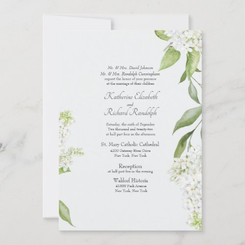 Elegant White Hydrangea Wedding Invitation