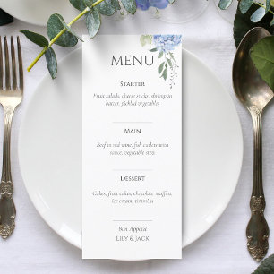 Elegant White Hydrangea Wedding Menu