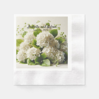 Elegant White Hydrangea  Wedding Napkins