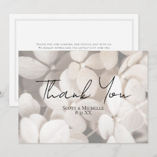 Elegant White Hydrangea Wedding Thank You Card