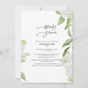 Elegant White Hydrangea White Bridal Shower Invitation
