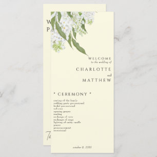 Elegant White Hydrangea Yellow Wedding Program