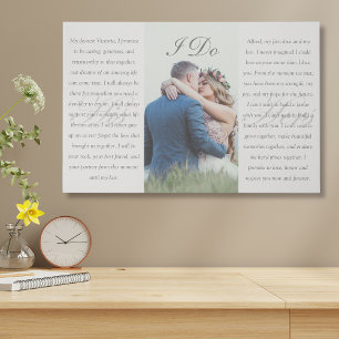 Elegant White I Do Photograph Wedding Vow Art Faux Canvas Print
