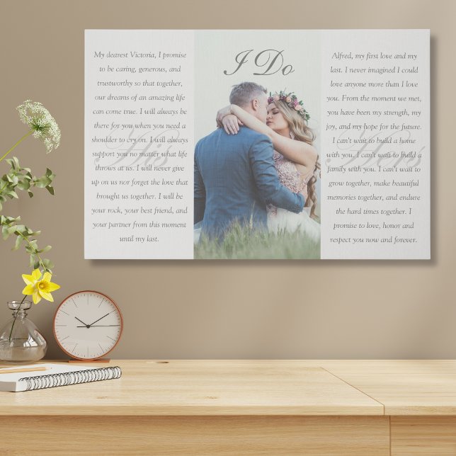 Elegant White I Do Photograph Wedding Vow Art  Faux Canvas Print (Creator Uploaded)