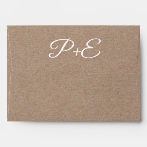 Elegant white initials kraft paper rustic wedding envelope