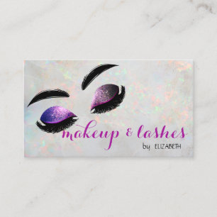 Elegant White Iridescent Opal Glitter Lashes Business Card