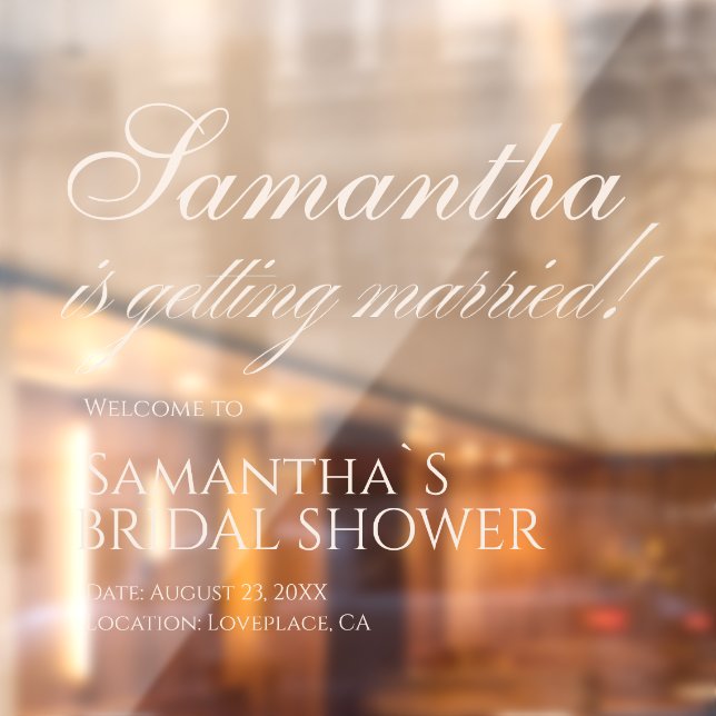 Elegant White is Getting Married! Bridal Shower  Window Cling (Sheet 2)