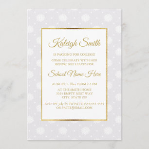 Elegant White Lace and Gold Trunk Party Invite