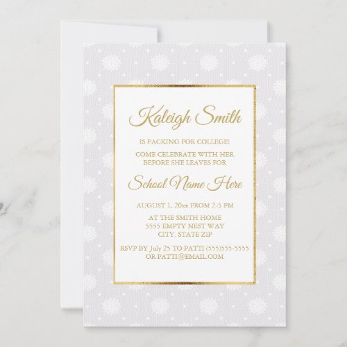 Elegant White Lace and Gold Trunk Party Invite