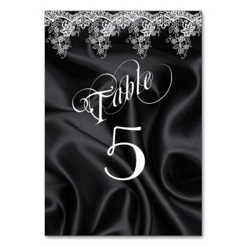 Elegant White Lace Black Satin Table Number