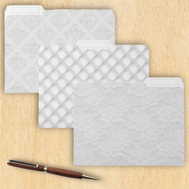 Elegant White Lace Fabric Glitter Wedding File Folder (Creator Uploaded)