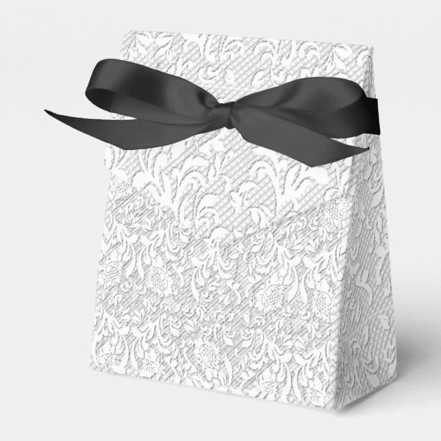Elegant White Lace Favor Boxes (Front Side)