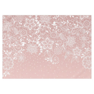 Elegant white lace floral and confetti design tablecloth