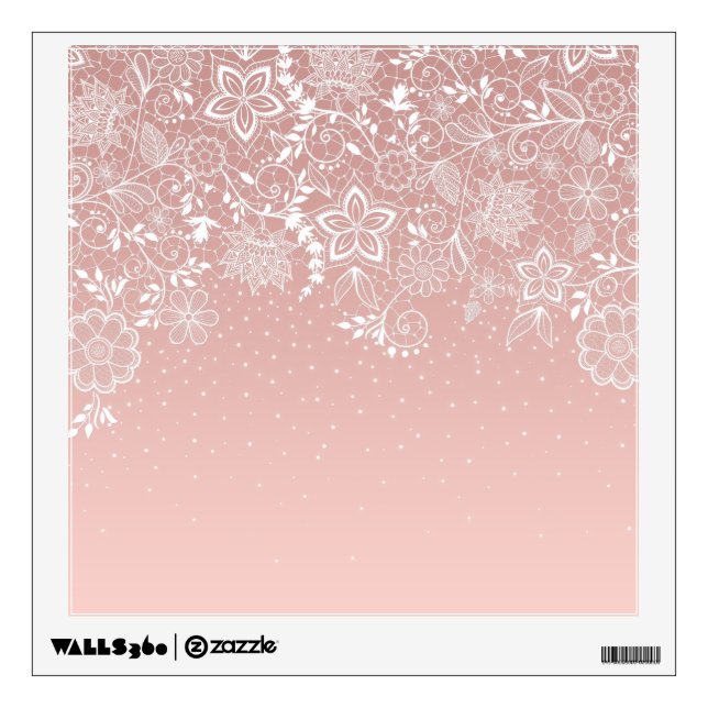 Elegant white lace floral and confetti design wall sticker (Front)