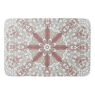 Elegant White Lace Floral Bath Mat