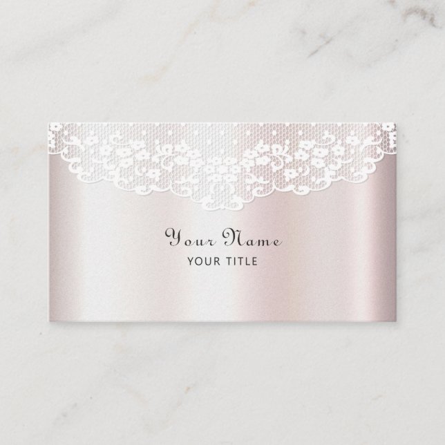 Elegant White Lace Floral Business Card (Front)